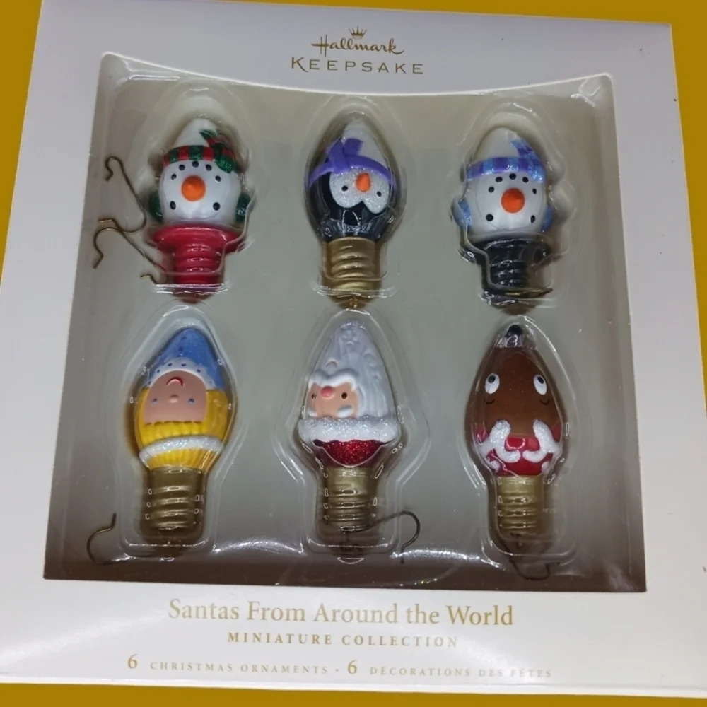 Hallmark  minaiture collection christmas light bulb  ornaments set of 6